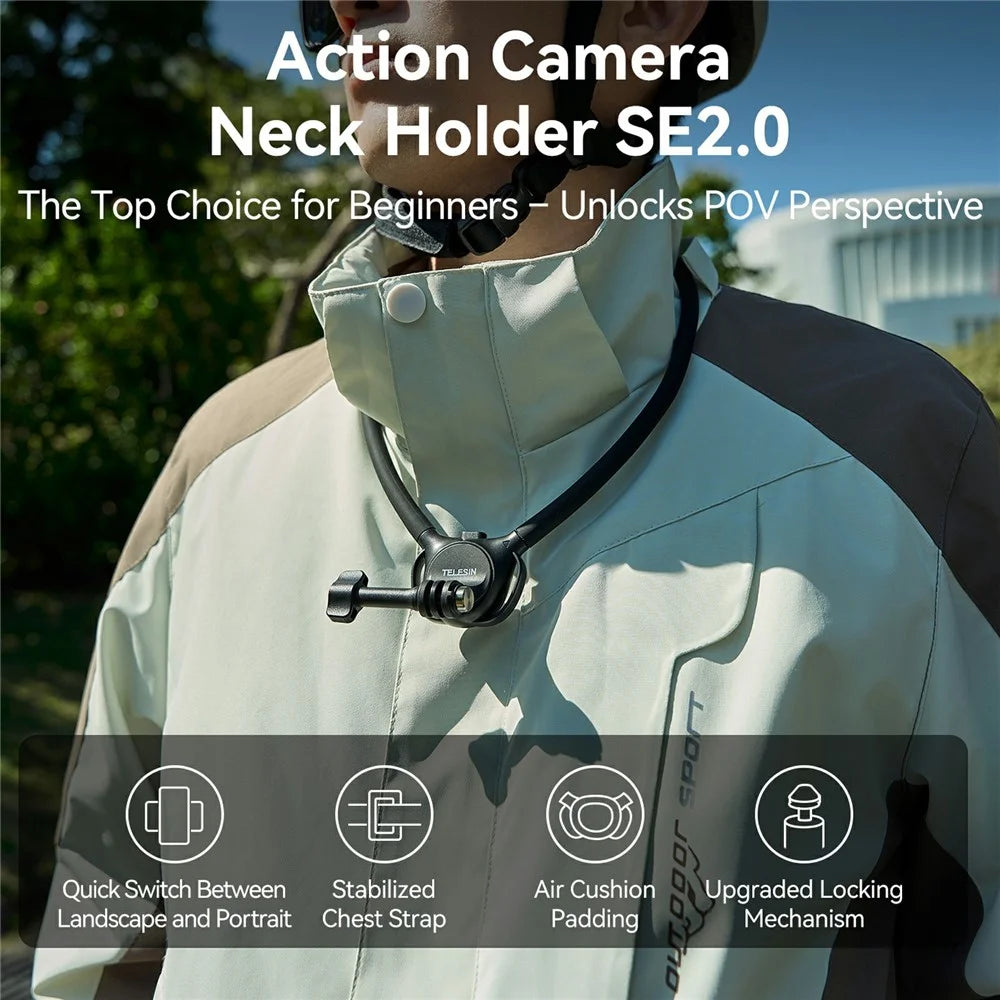 TELESIN S2-HNB-09 SE 2.0 Hands Free Action Camera Neck Mount POV Shooting Neck Holder with Chest Strap - 3