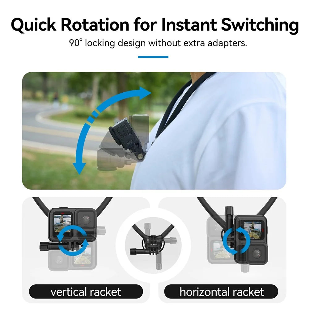 TELESIN S2-HNB-09 SE 2.0 Hands Free Action Camera Neck Mount POV Shooting Neck Holder with Chest Strap - 5