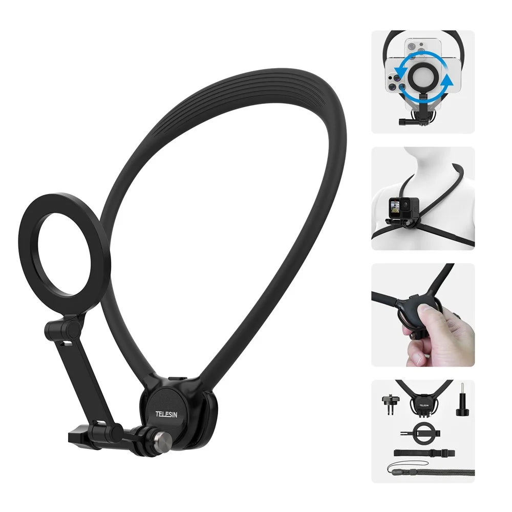 TELESIN SE2.0 2 In 1 Magnetic Neck Mount Kit Hands Free Camera / Phone Neck Holder for POV Shooting - 2