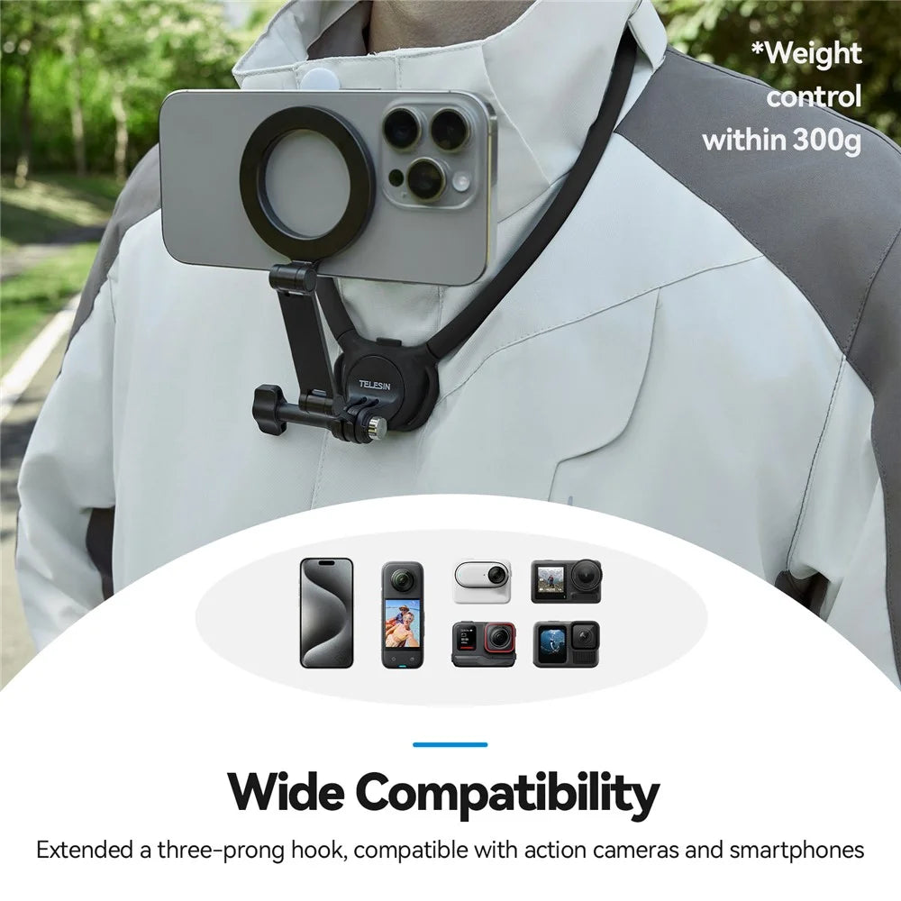 TELESIN SE2.0 2 In 1 Magnetic Neck Mount Kit Hands Free Camera / Phone Neck Holder for POV Shooting - 3