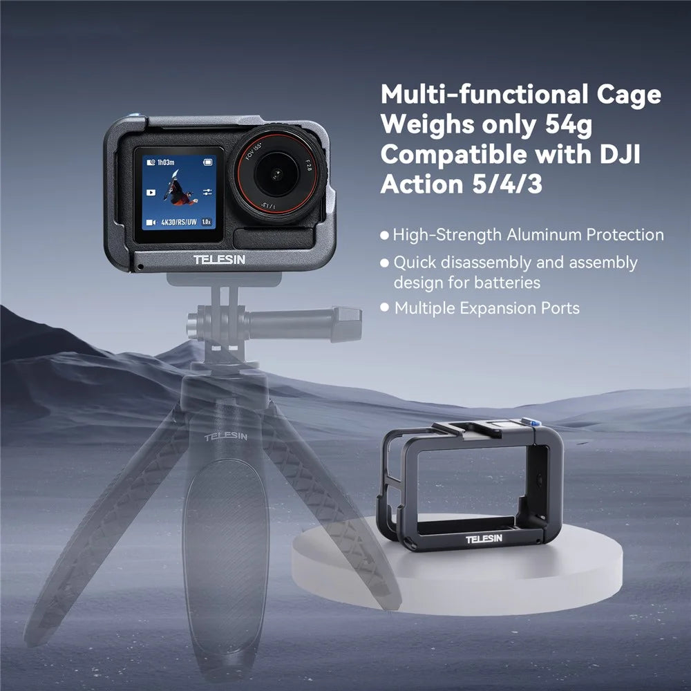TELESIN S6-FMS-13-TDJ Metal Cage for DJI Osmo Action 5 Pro  /  4  /  3 Aluminum Alloy Frame Sports Camera Protective Housing - 3