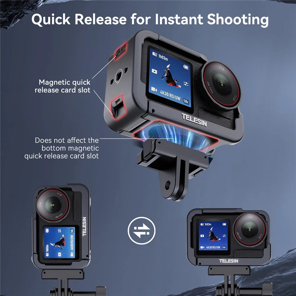 TELESIN S6-FMS-13-TDJ Metal Cage for DJI Osmo Action 5 Pro  /  4  /  3 Aluminum Alloy Frame Sports Camera Protective Housing - 4