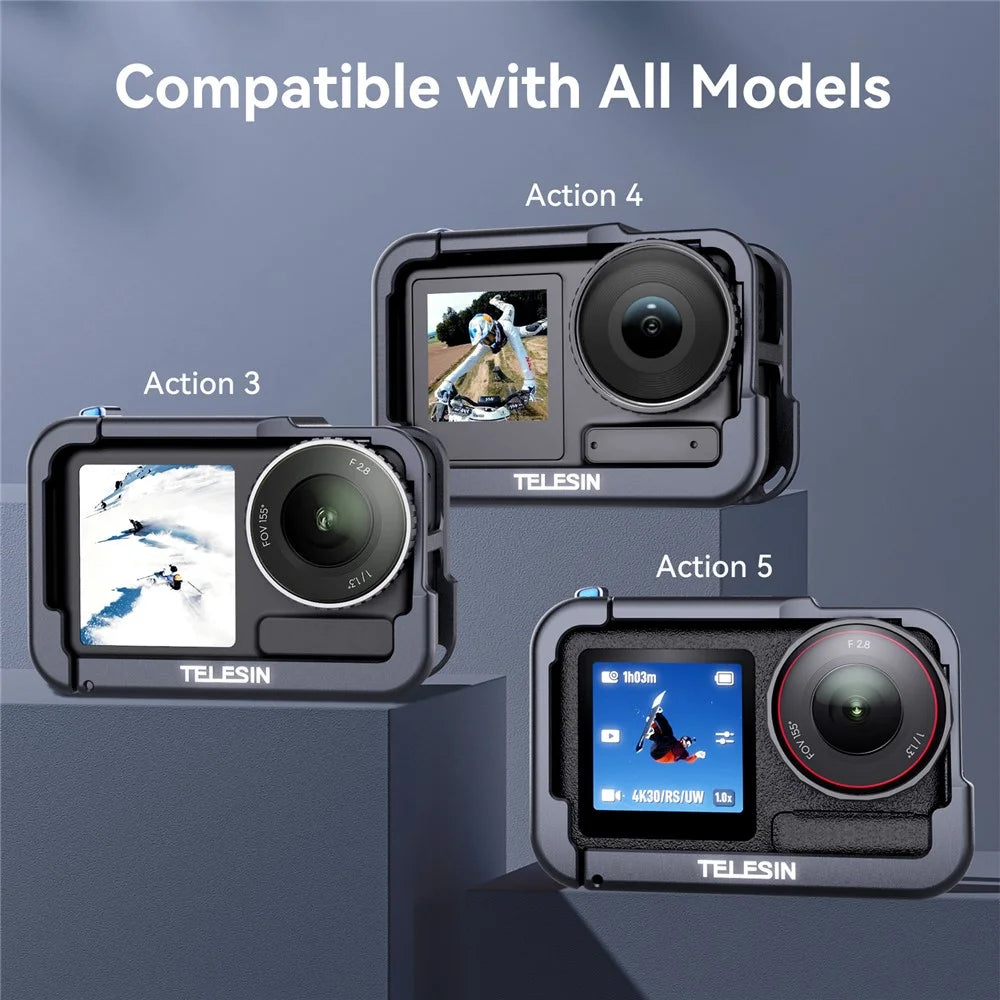 TELESIN S6-FMS-13-TDJ Metal Cage for DJI Osmo Action 5 Pro  /  4  /  3 Aluminum Alloy Frame Sports Camera Protective Housing - 6
