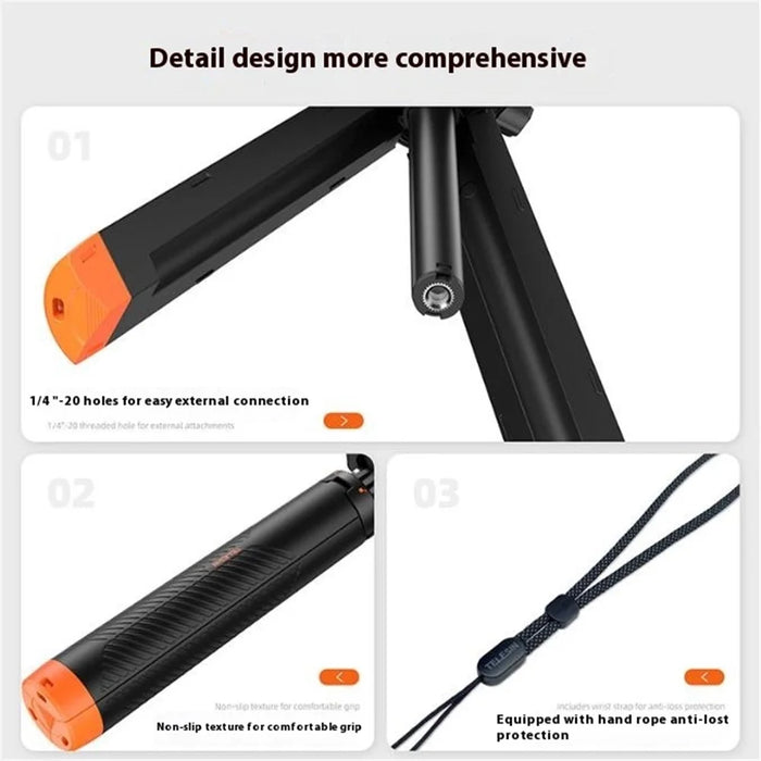 TELESIN S1-TSS-02 30m Underwater Buoyancy Rod Extendable Selfie Stick Tripod for Sports Camera Handheld Grip - 5