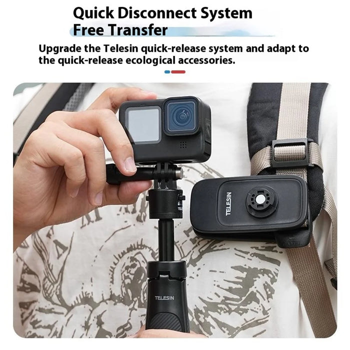 TELESIN S1-MNP-02 Mini Selfie Stick Extendable Aluminum Pole Ergonomic Grip Camera Tripod Stand - 7