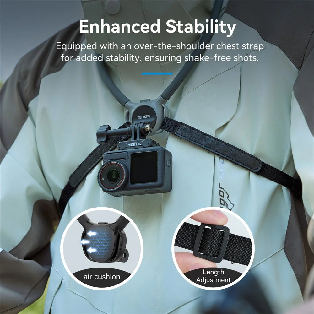 TELESIN SE2.0 P2-HNB-02-GY 2 in 1 Neck Mount Kit Action Cameras POV Filming Accessory Magnetic Phone Holder - 7
