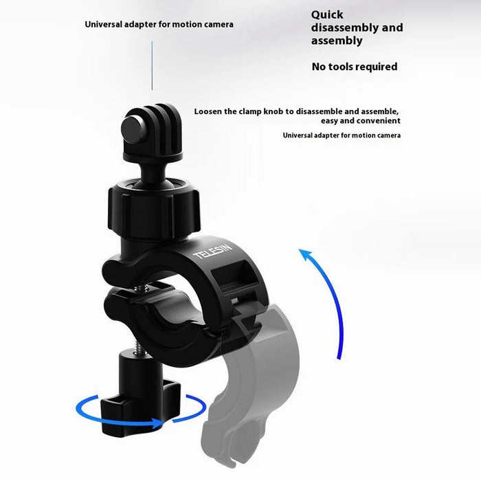TELESIN DJ-HBM-001 Bike Handlebar Clamp Quick Release 360 Degree Rotation Camera Mount Adapter - 7