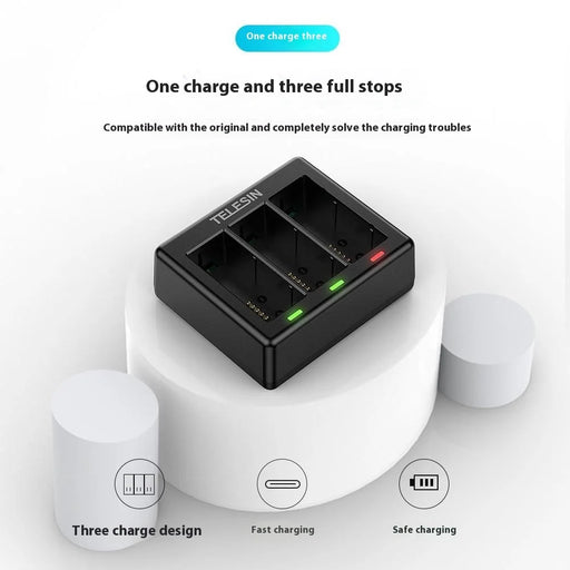 TELESIN S0-BCG-1 For GoPro Hero 13 Battery Charging Dock Base 3 Slots Charging Box - 2