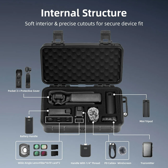 BRDRC Carrying Case for DJI Osmo Pocket 3 Portable Waterproof Hard Storage Bag - 3