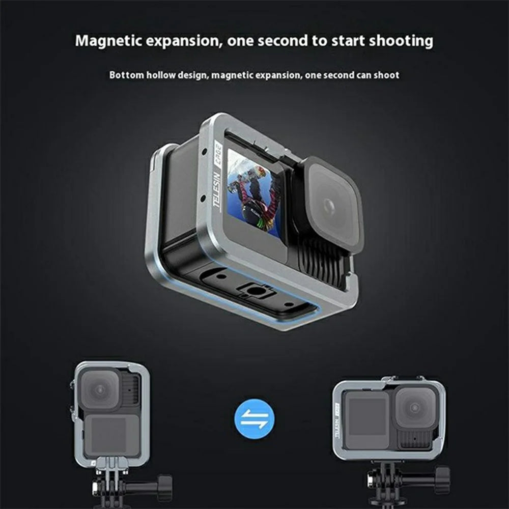 TELESIN 6-FMS-14-TGP Camera Cover for GoPro Hero 13  /  12  /  11 Metal Cage Vertical Shooting Anti Drop Protector - 3
