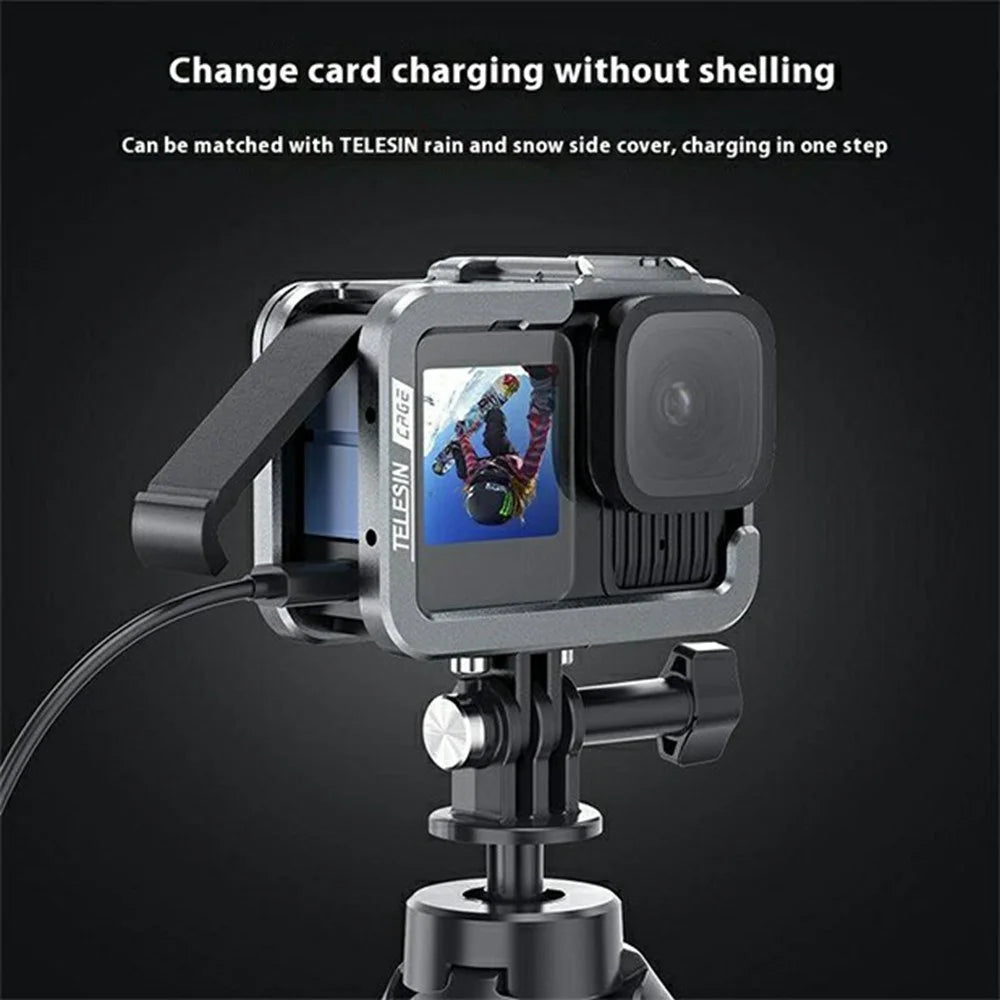TELESIN 6-FMS-14-TGP Camera Cover for GoPro Hero 13  /  12  /  11 Metal Cage Vertical Shooting Anti Drop Protector - 4