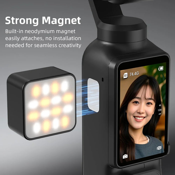 FLYMILE For DJI Osmo Pocket 3 Vlogging Camera 3 Color Temperatures Mini Magnetic Fill Light - Black - 3