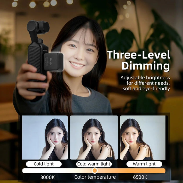 FLYMILE For DJI Osmo Pocket 3 Vlogging Camera 3 Color Temperatures Mini Magnetic Fill Light - Black - 4