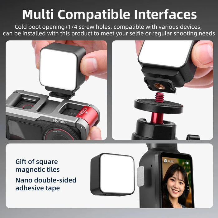 FLYMILE For DJI Osmo Pocket 3 Vlogging Camera 3 Color Temperatures Mini Magnetic Fill Light - Black - 5