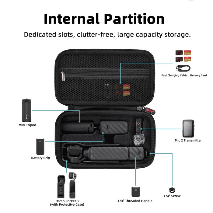 BRDRC For DJI Osmo Pocket 3 Vlogging Camera Storage Bag Hard Shell Waterproof Nylon Carrying Case - 5