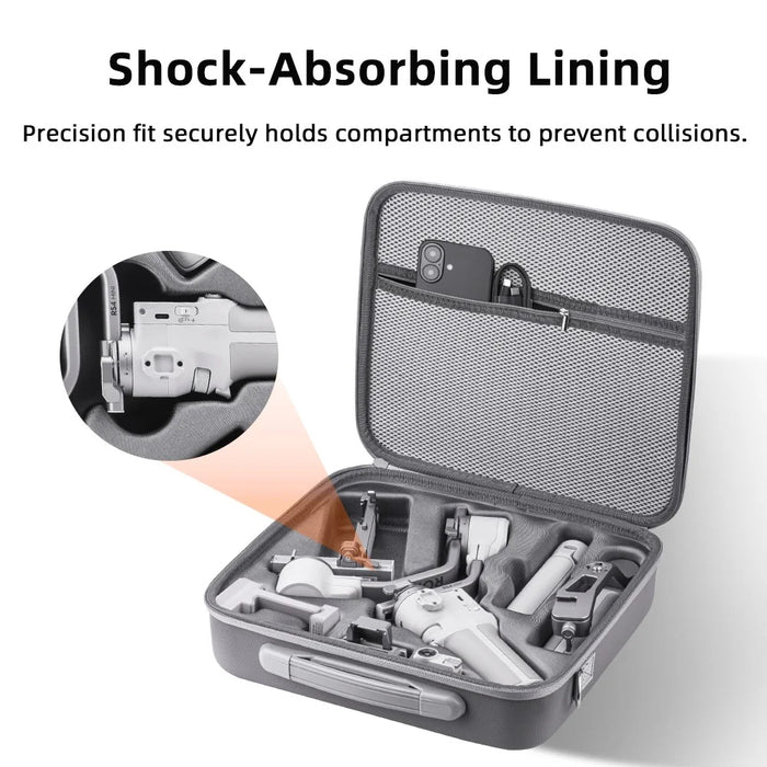 BRDRC For DJI RS 4 Mini Stabilizer Storage Bag Portable Shockproof Carrying Case with Mesh Pockets - 6