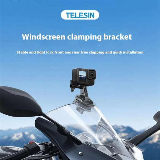 TELESIN S3-EAK-03 Motorcycle Windshield Mount for GoPro DJI Insta360 Sports Cameras Clamp Bracket - 2