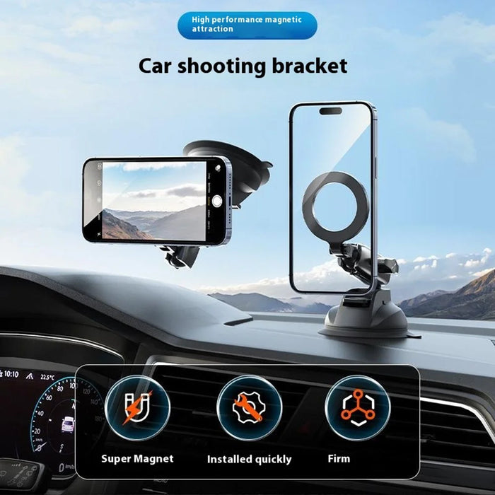 TELESIN P3-SUS-02 Aluminum Alloy Magnetic Car Mount Holder Suction Cup Dashboard Desk Stand - 2