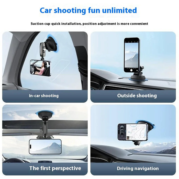 TELESIN P3-SUS-02 Aluminum Alloy Magnetic Car Mount Holder Suction Cup Dashboard Desk Stand - 3