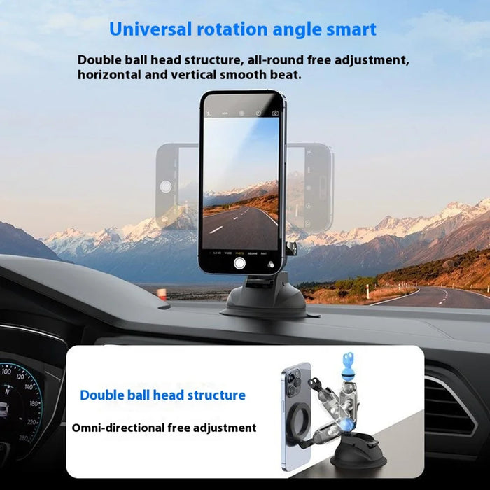 TELESIN P3-SUS-02 Aluminum Alloy Magnetic Car Mount Holder Suction Cup Dashboard Desk Stand - 5
