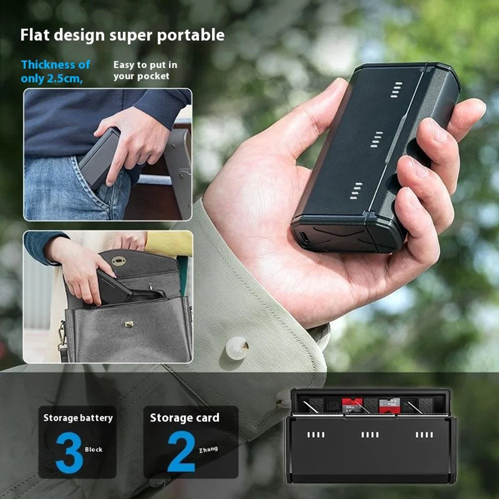 TELESIN S0-BCG-11-TGP For GoPro Hero 13 Portable Charging Case 3-Slot Battery Charger with TF Card Storage - 3