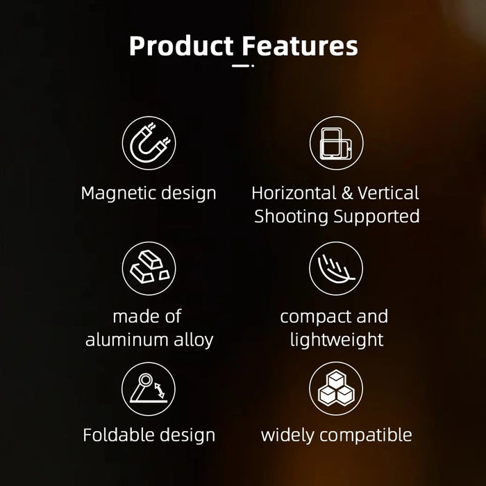 FLYMILE Magnetic Foldable Stand Phone Back Aluminum Alloy Horizontal / Vertical Support Bracket - 4