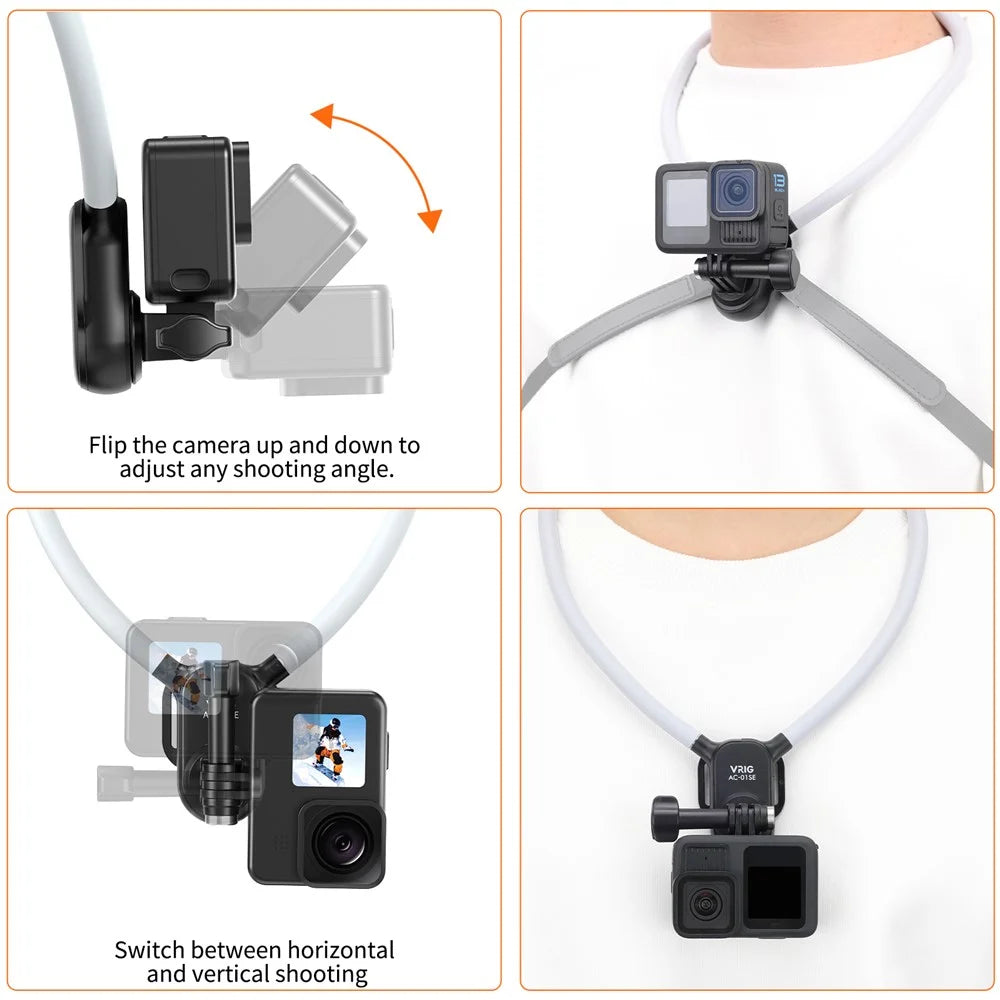 VRIG AC-01 SE POV Neck Mount Bracket with Strap  /  90 Degree Rotation Flexible Arm - 6