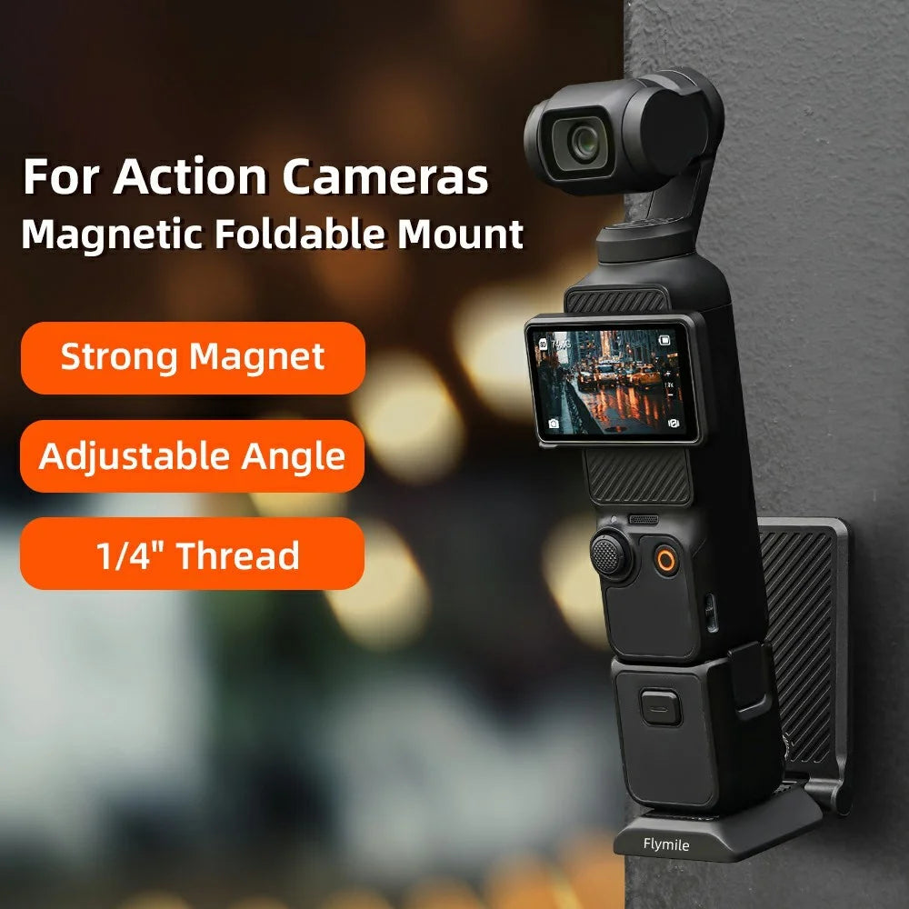 FLYMILE Action Camera Magnetic Foldable Mount Handle Grip Adjustable Angle Desktop Stand for Outdoor / Indoor - 2