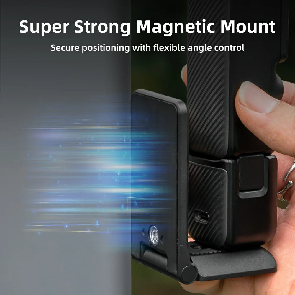 FLYMILE Action Camera Magnetic Foldable Mount Handle Grip Adjustable Angle Desktop Stand for Outdoor / Indoor - 4