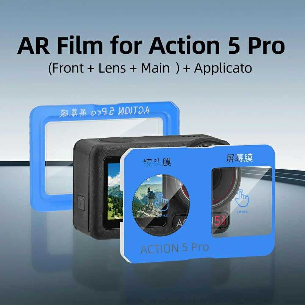 For DJI Osmo Action 5 Pro Screen Protector Kit AR Camera Film Front Screen + Lens + Main Screen Films - 2