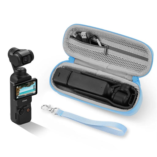 BRDRC For DJI Osmo Pocket 3 Portable Bag Soft Lining Shockproof Nylon Storage Case with Strap + Carabiner - Blue - 1