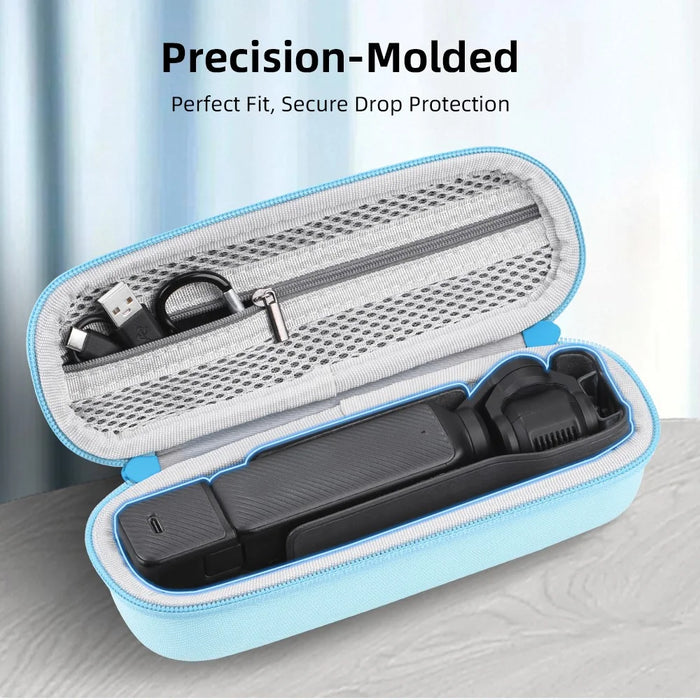 BRDRC For DJI Osmo Pocket 3 Portable Bag Soft Lining Shockproof Nylon Storage Case with Strap + Carabiner - Blue - 3