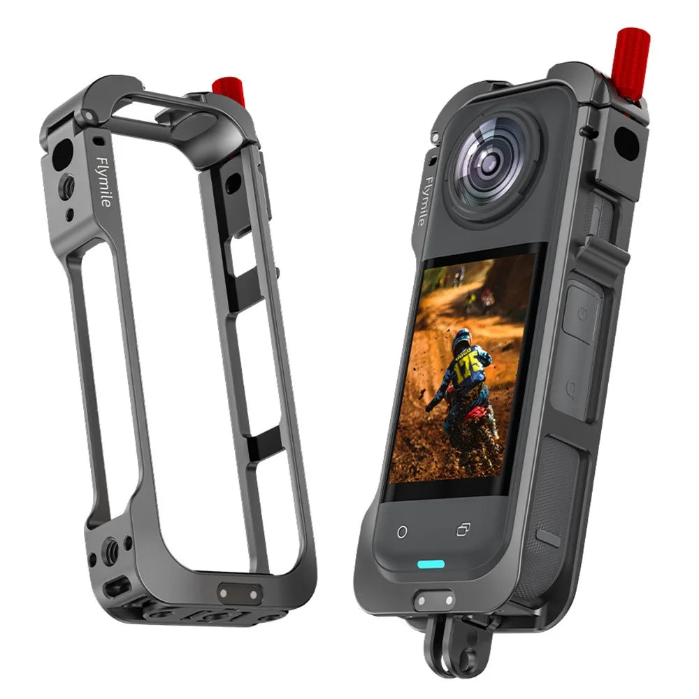 FLYMILE For Insta360 X5 Multifunctional Expansion Protection Cage Metal Frame with Cold Shoe Port - 1