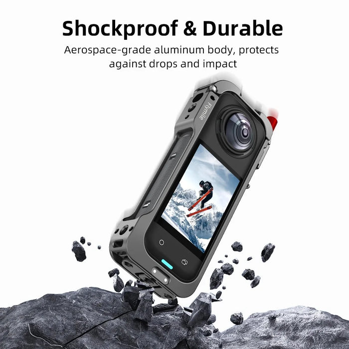 FLYMILE For Insta360 X5 Multifunctional Expansion Protection Cage Metal Frame with Cold Shoe Port - 4