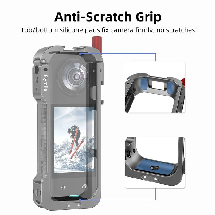 FLYMILE For Insta360 X5 Multifunctional Expansion Protection Cage Metal Frame with Cold Shoe Port - 6