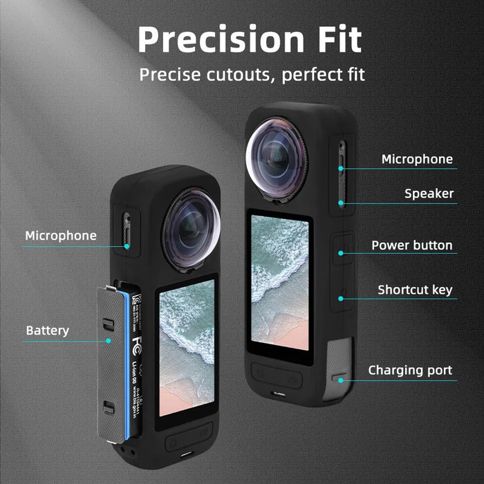 FLYMILE For Insta360 X5 Dustproof Silicone Camera Case Anti Scratch Protective Cover - 3