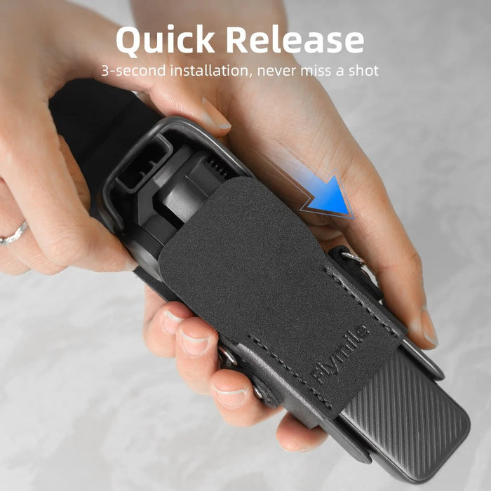 FLYMILE For DJI Osmo Pocket 3 Leather Case Magnetic Snap-On Action Camera Protective Cover - Black - 5