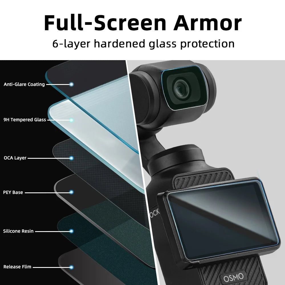 BRDRC For DJI Osmo Pocket 3 Screen Protector Kit Lens + Display Integrated Tempered Glass Film - 5