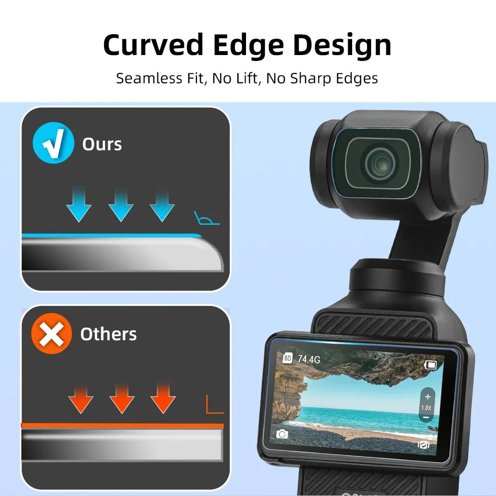 BRDRC For DJI Osmo Pocket 3 Screen Protector Kit Lens + Display Integrated Tempered Glass Film - 6