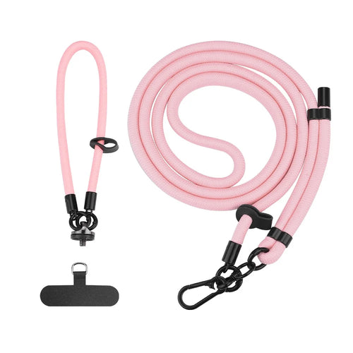 2Pcs / Set For DJI Osmo Pocket 3 Dual Buckle Design Adjustable Crossbody Strap with Wrist Lanyard - Pink - 1