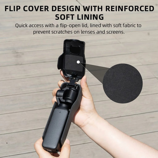 BRDRC For DJI Osmo Pocket 3 Gimbal Cover Protective Case Shockproof Flip Design with Filter Storage - Black - 2