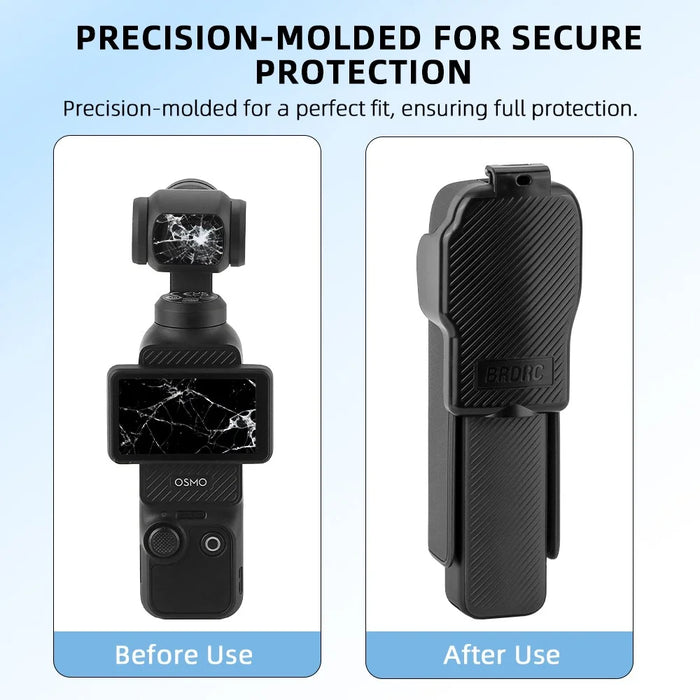 BRDRC For DJI Osmo Pocket 3 Gimbal Cover Protective Case Shockproof Flip Design with Filter Storage - Black - 3