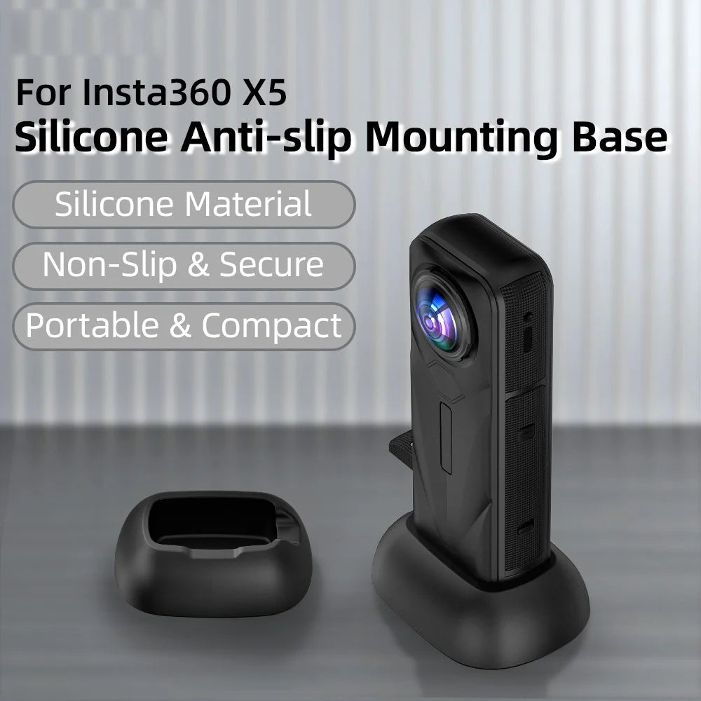 FLYMILE For Insta360 X5 / X4 Car Mount Silicone Anti-Slip Mounting Base Upright Charging Design - 3