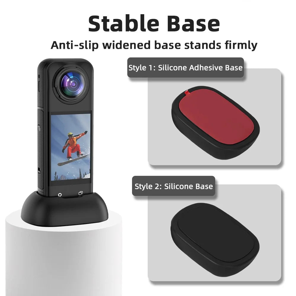 FLYMILE For Insta360 X5 / X4 Car Mount Silicone Anti-Slip Mounting Base Upright Charging Design - 6