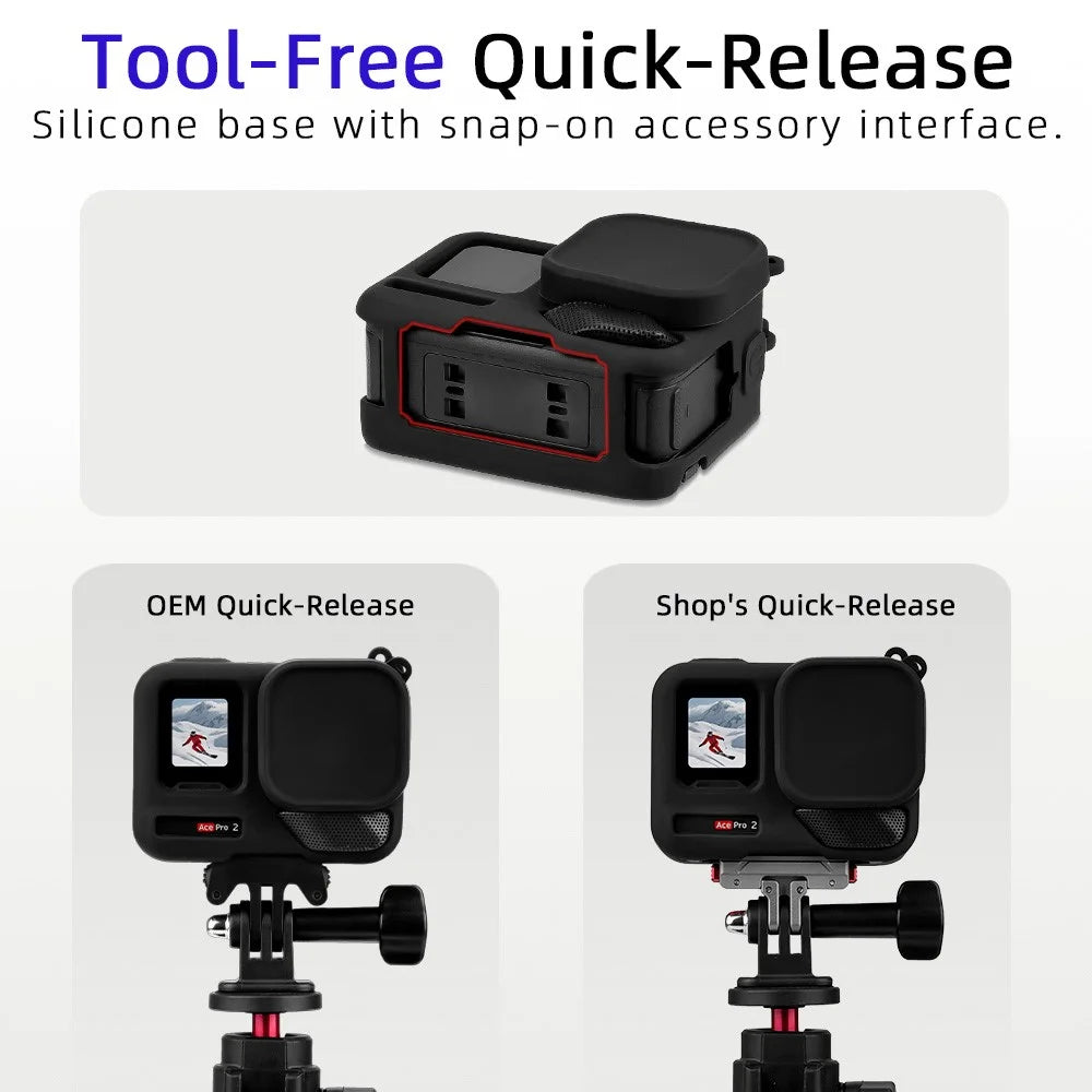 For Insta360 Ace Pro 2 Silicone Sleeve Shock-Absorbing Camera Case Protective Cover - 5