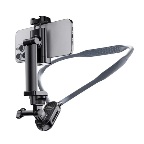 JMARY MG-01 Neck Mount for Phone Action Camera POV / Vlog Selfie Mount Hand Free Holder - Grey - 1