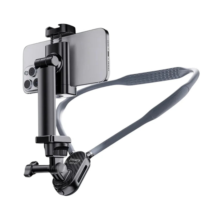 JMARY MG-01 Neck Mount for Phone Action Camera POV / Vlog Selfie Mount Hand Free Holder - Grey - 1