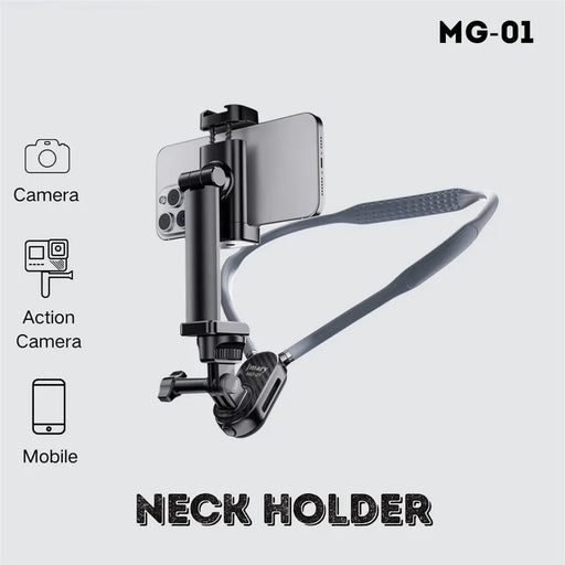 JMARY MG-01 Neck Mount for Phone Action Camera POV / Vlog Selfie Mount Hand Free Holder - Grey - 2