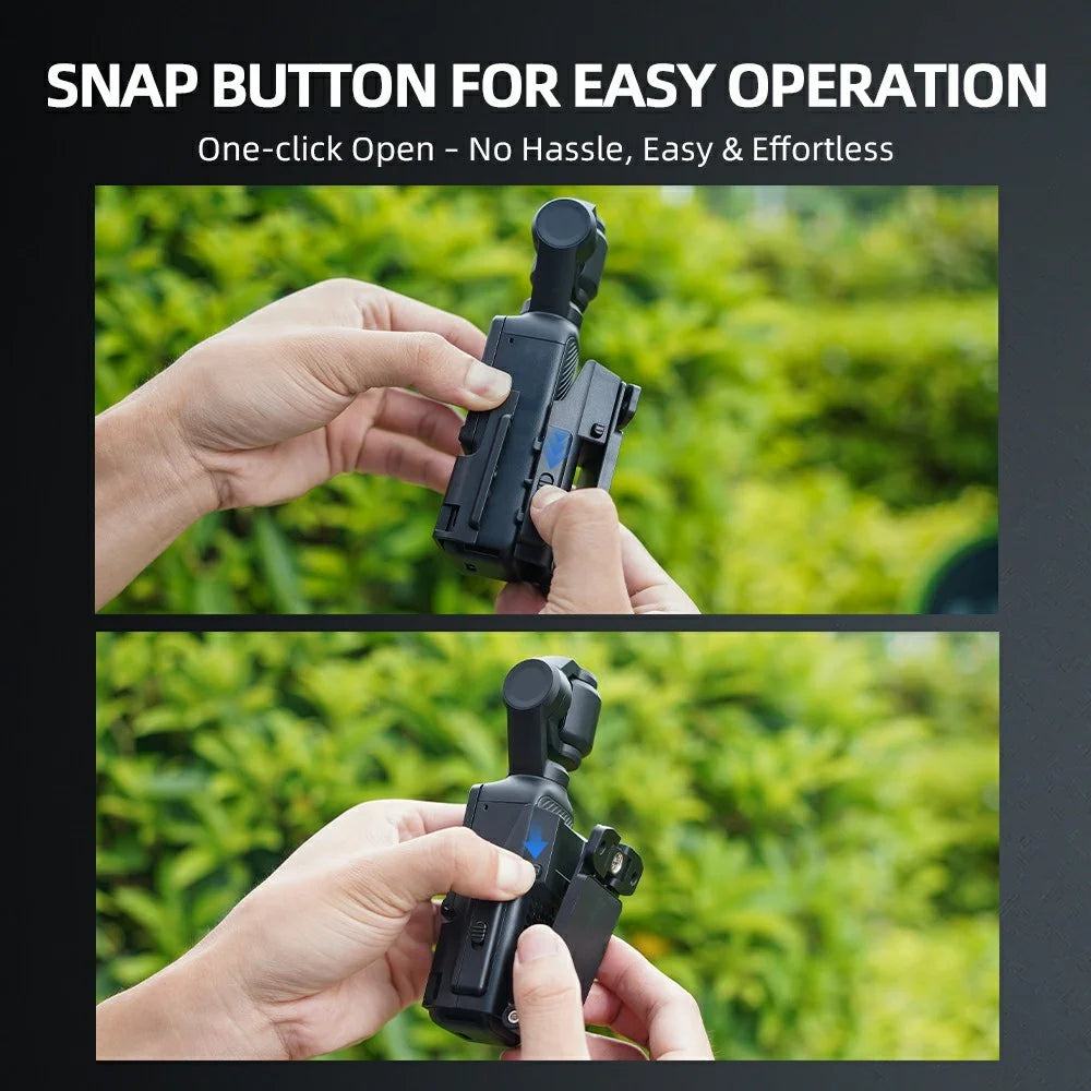 BRDRC For DJI Osmo Pocket 3 Magnetic Back Clip Two-Claw Design Adjustable Positioning with Cold Shoe Mount - Black - 3