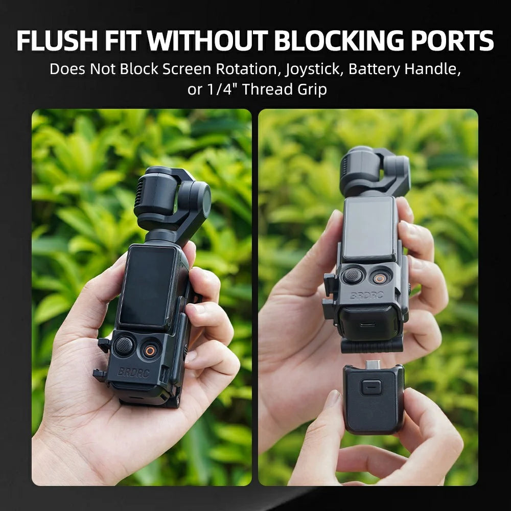 BRDRC For DJI Osmo Pocket 3 Magnetic Back Clip Two-Claw Design Adjustable Positioning with Cold Shoe Mount - Black - 4